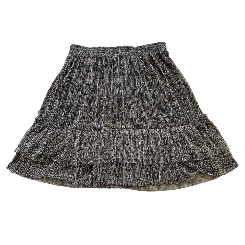 ESQUALO Textured Black & Gold Mini Skirt Flowy Size 10